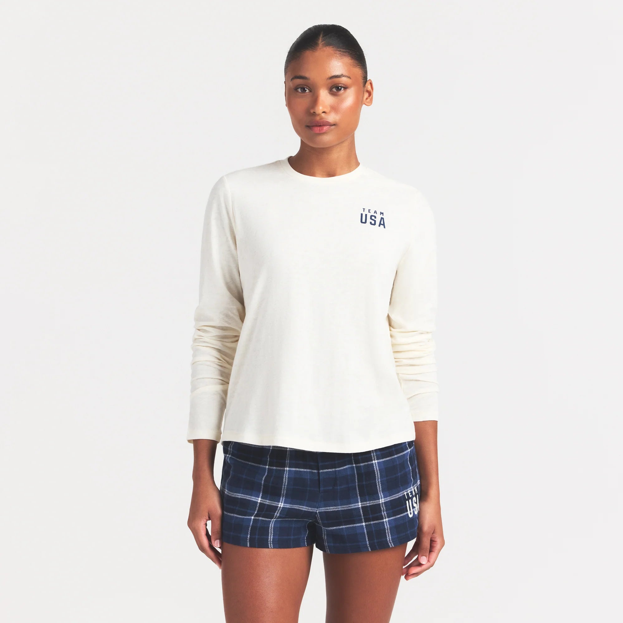 SKIMS FOR TEAM USA WORN IN JERSEY OLYMPIC LONG SLEEVE T-SHIRT | ECRU