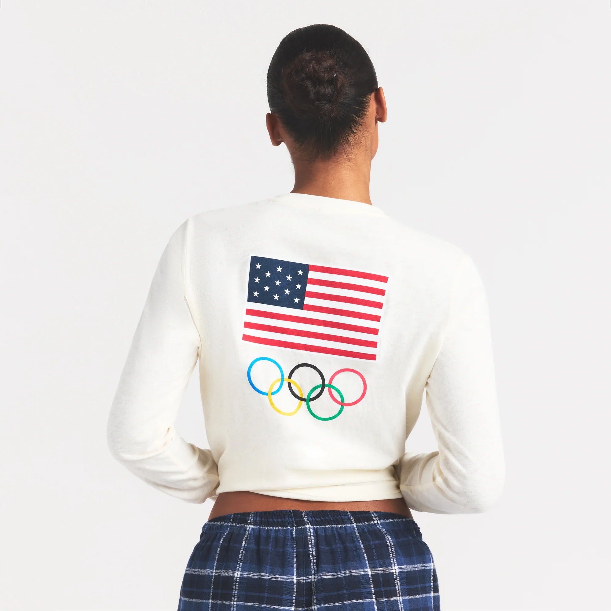 SKIMS FOR TEAM USA WORN IN JERSEY OLYMPIC LONG SLEEVE T-SHIRT | ECRU
