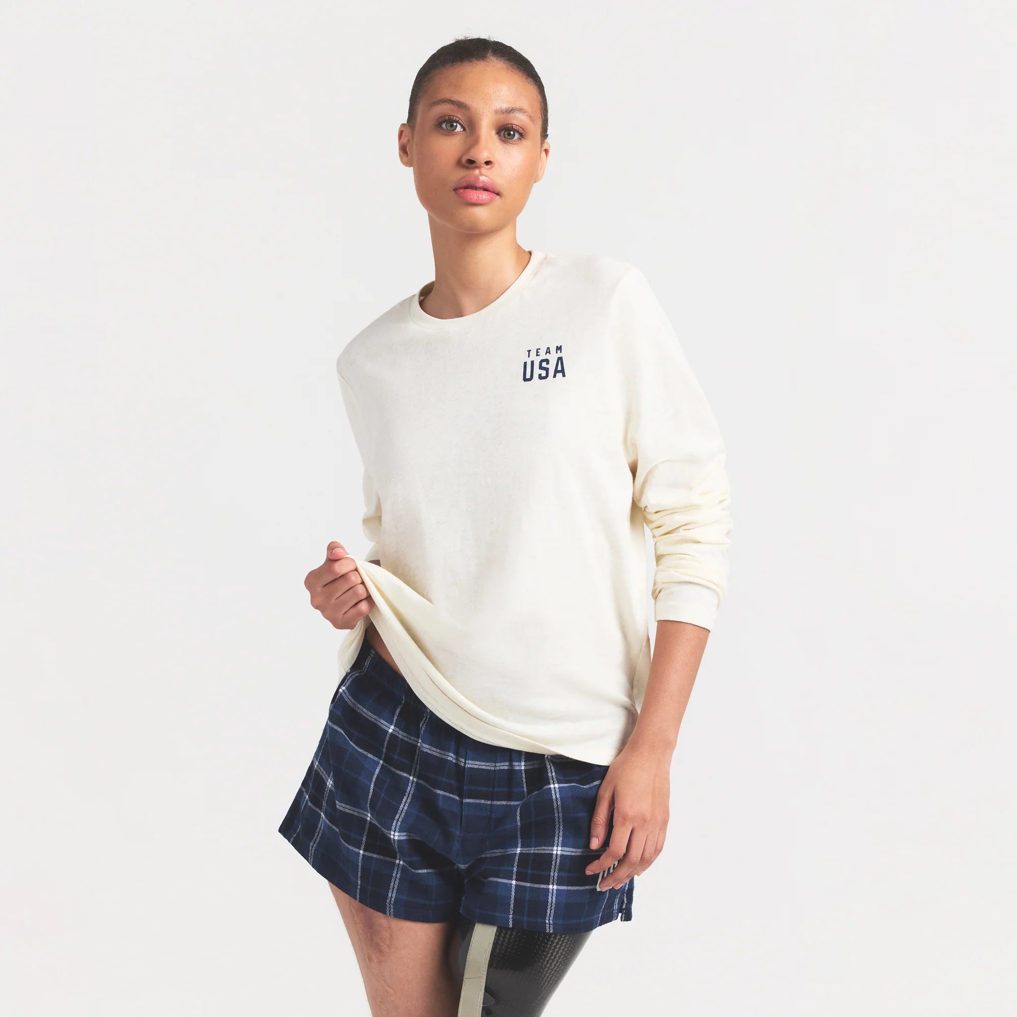 SKIMS FOR TEAM USA WORN IN JERSEY PARALYMPIC LONG SLEEVE T-SHIRT | ECRU