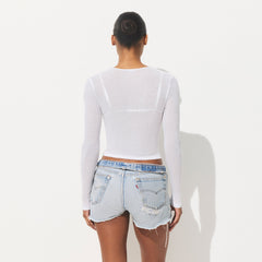 SHEER RIB LONG SLEEVE T-SHIRT | SNOW