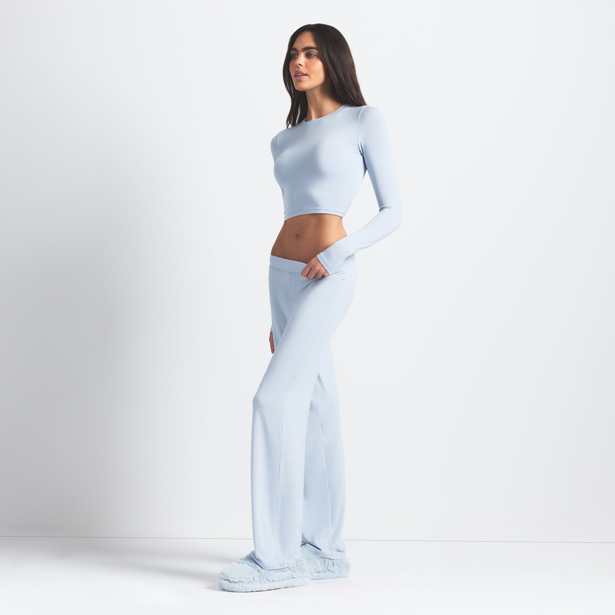SKIMS SLEEP SUPER CROPPED LONG SLEEVE | ZEN BLUE