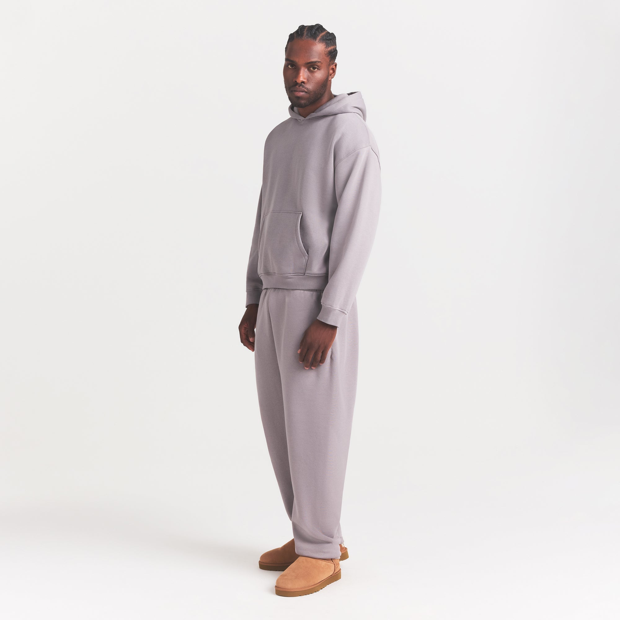 FLEECE LOUNGE MENS RELAXED HOODIE | SHADOW