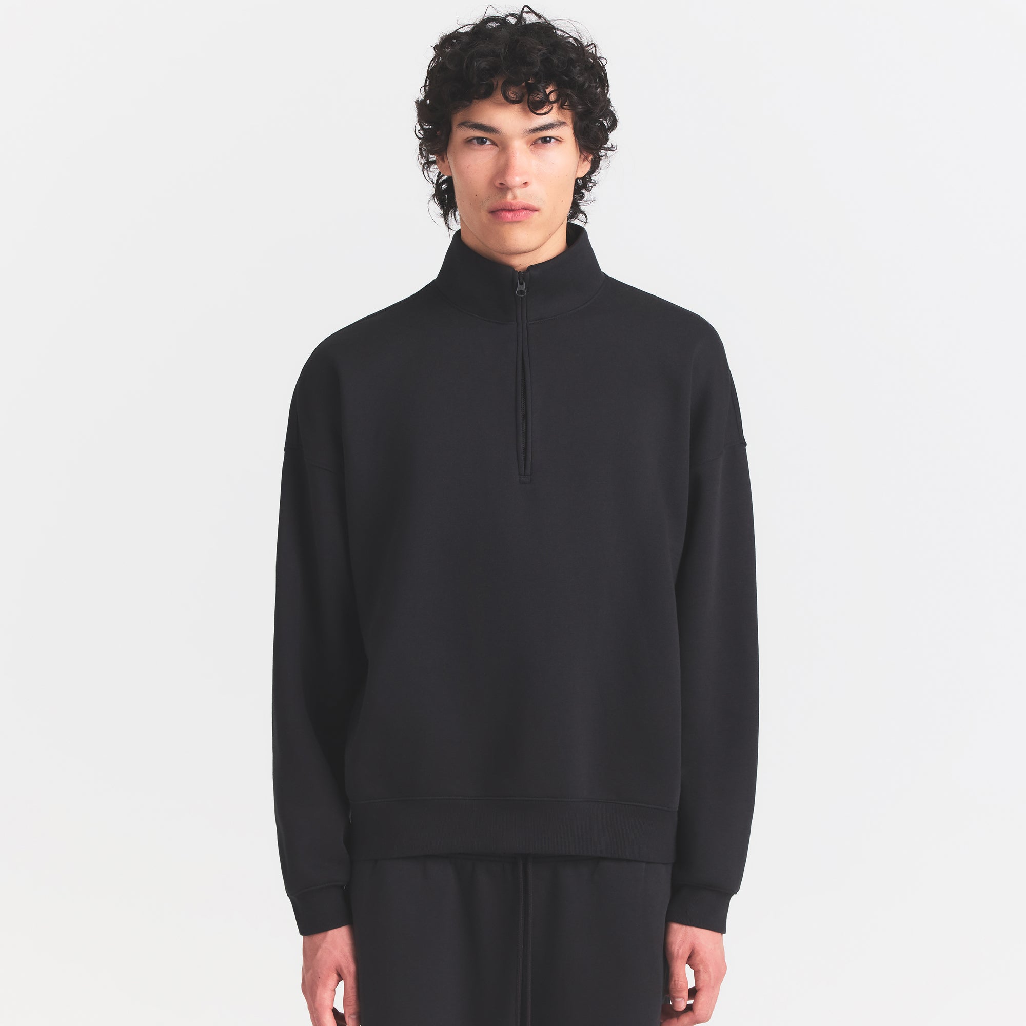 FLEECE LOUNGE MENS RELAXED QUARTER ZIP | WASHED ONYX