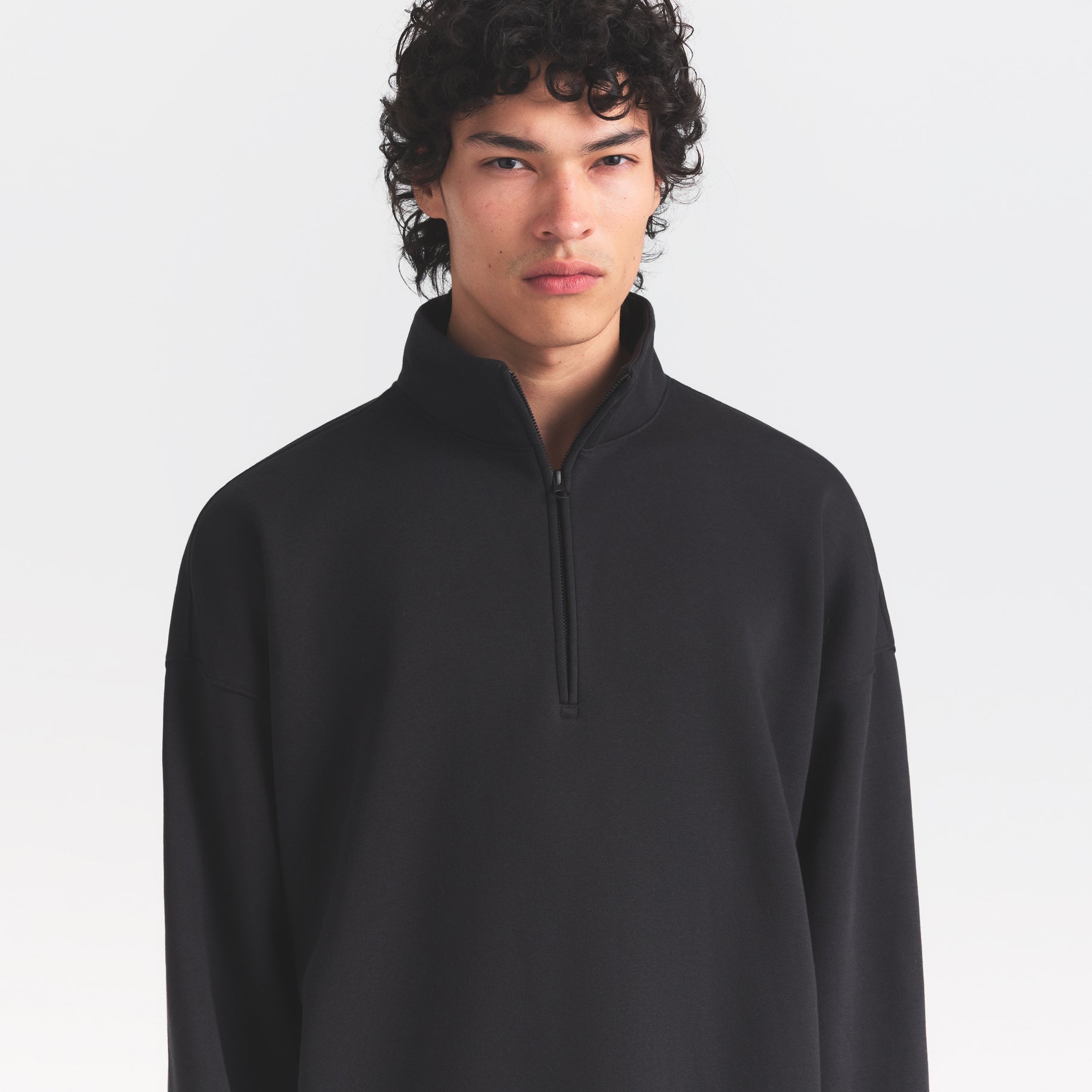 FLEECE LOUNGE MENS RELAXED QUARTER ZIP | WASHED ONYX