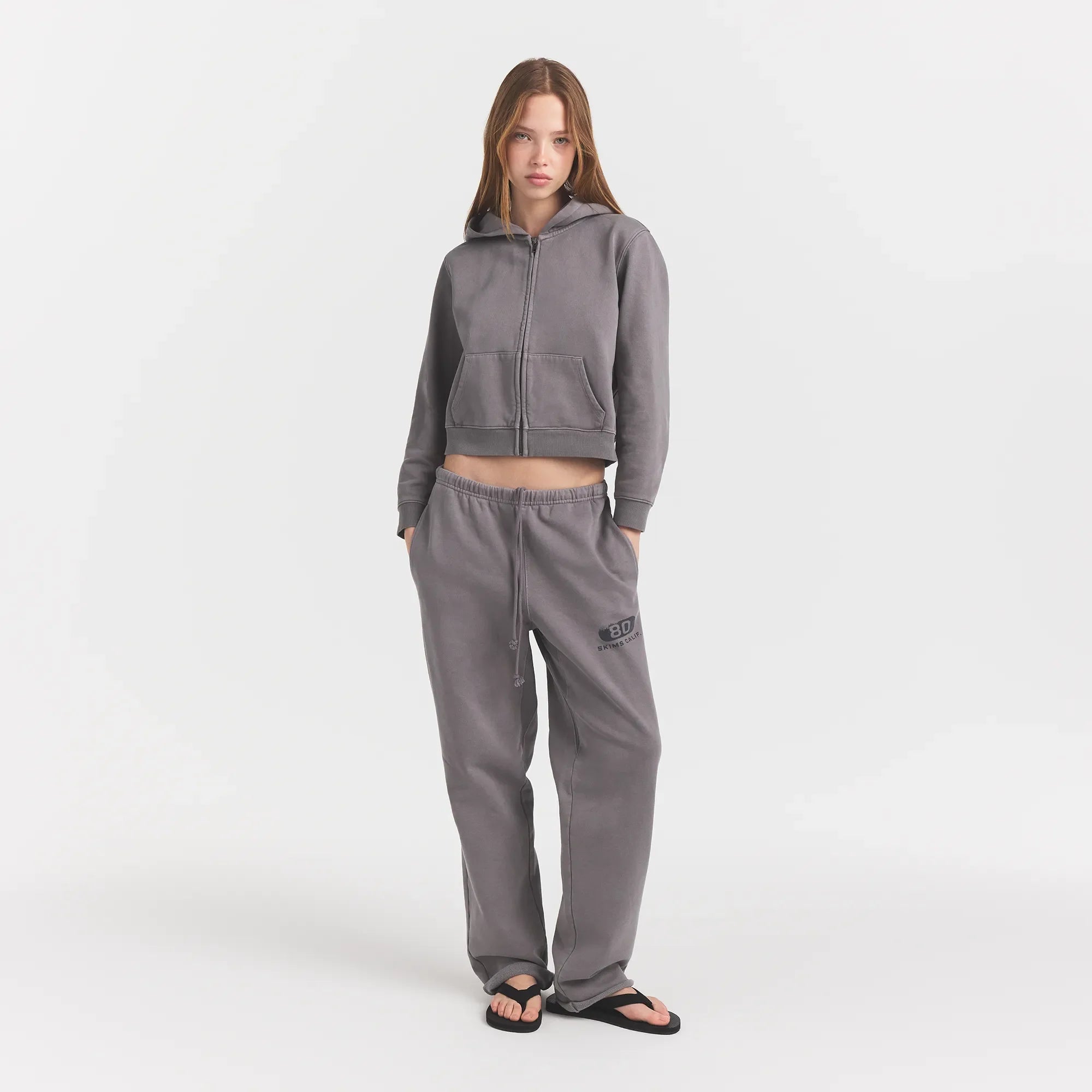 BOYFRIEND FLEECE ZIP UP HOODIE | SHADOW
