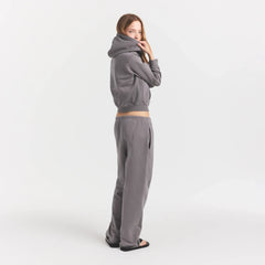 BOYFRIEND FLEECE ZIP UP HOODIE | SHADOW