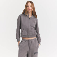 BOYFRIEND FLEECE ZIP UP HOODIE | SHADOW