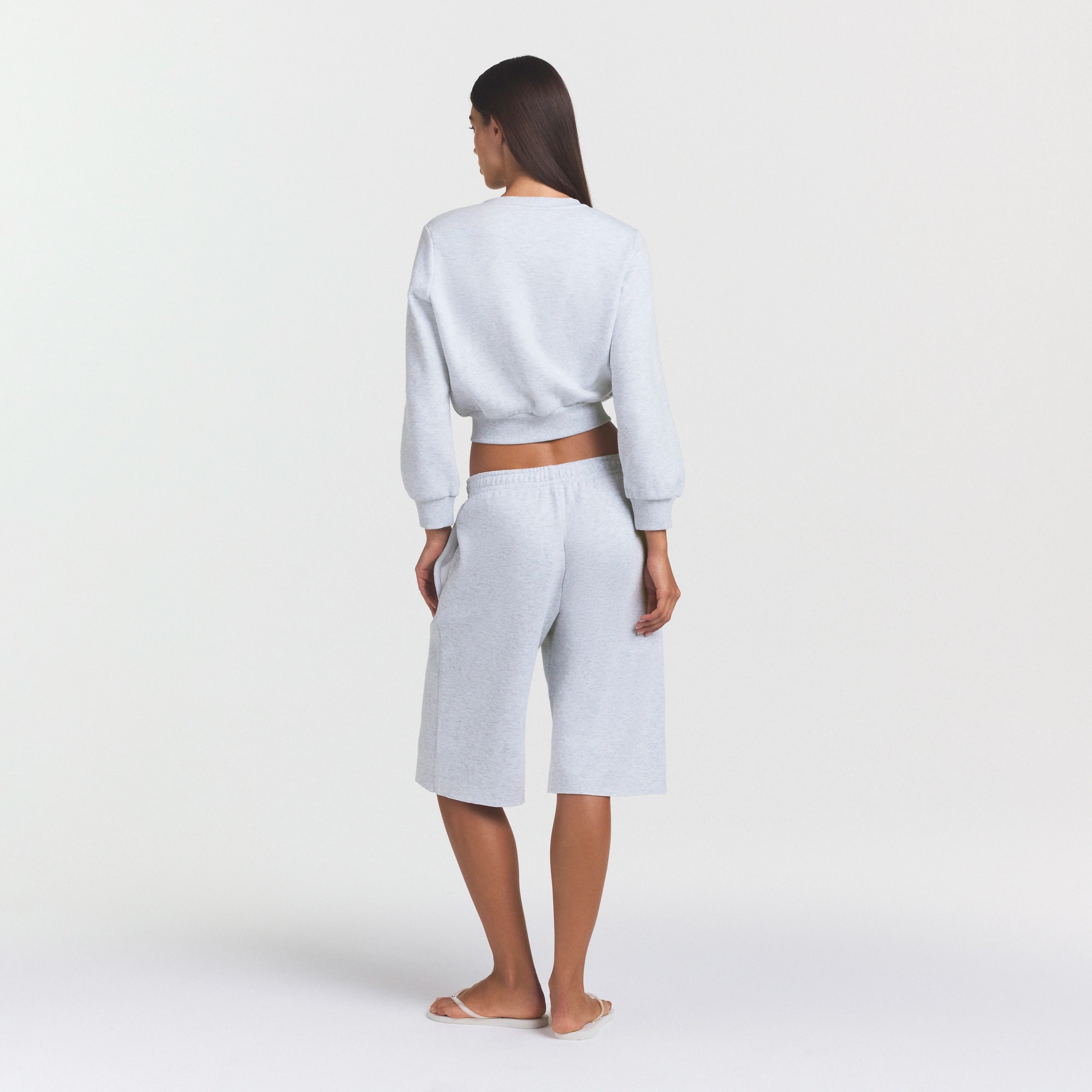 COTTON FLEECE SHRUNKEN CARDIGAN | LIGHT HEATHER GREY