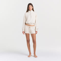 DRAPEY FRENCH TERRY HALF ZIP | BUFF