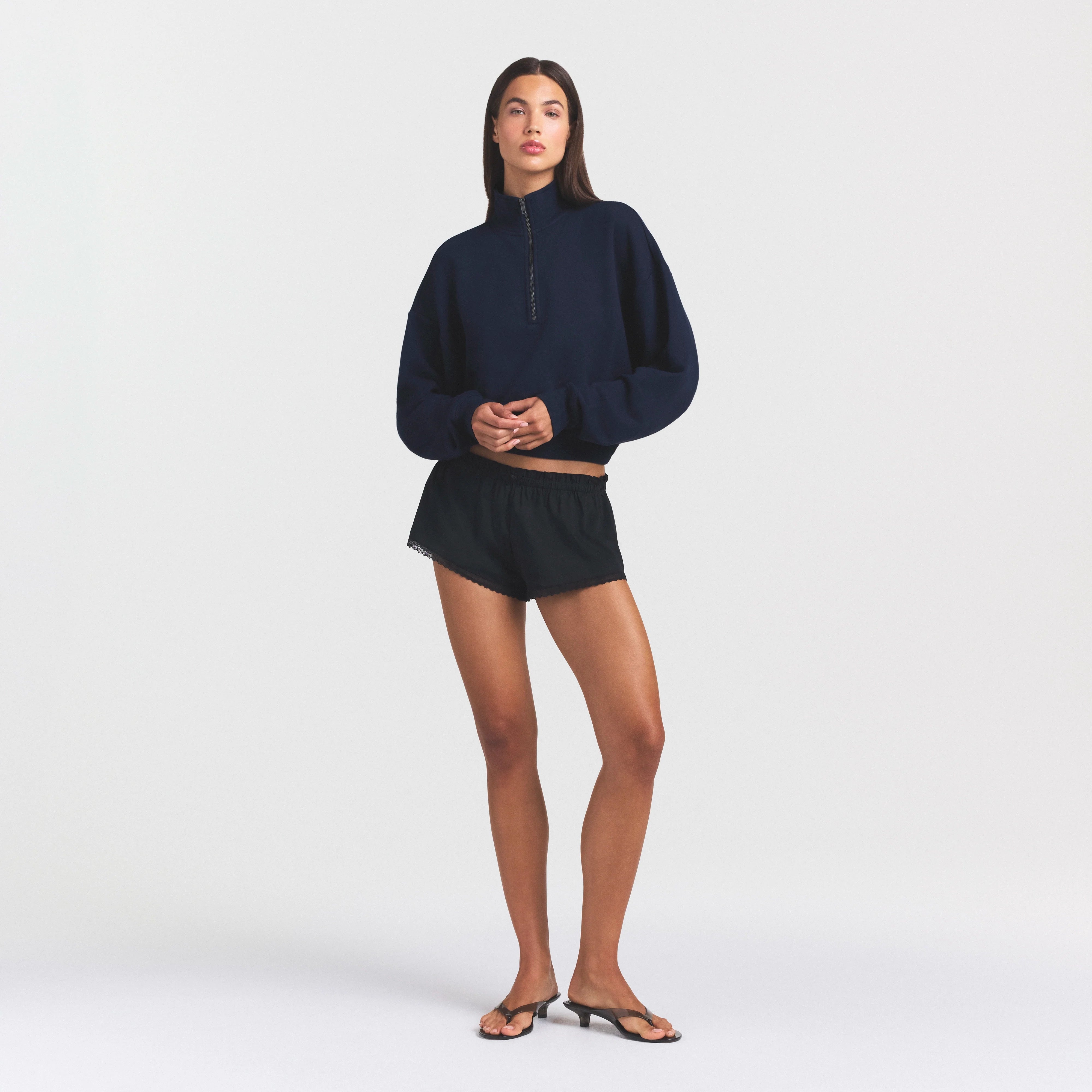 DRAPEY FRENCH TERRY HALF ZIP | NAVY