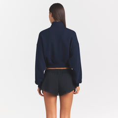 DRAPEY FRENCH TERRY HALF ZIP | NAVY