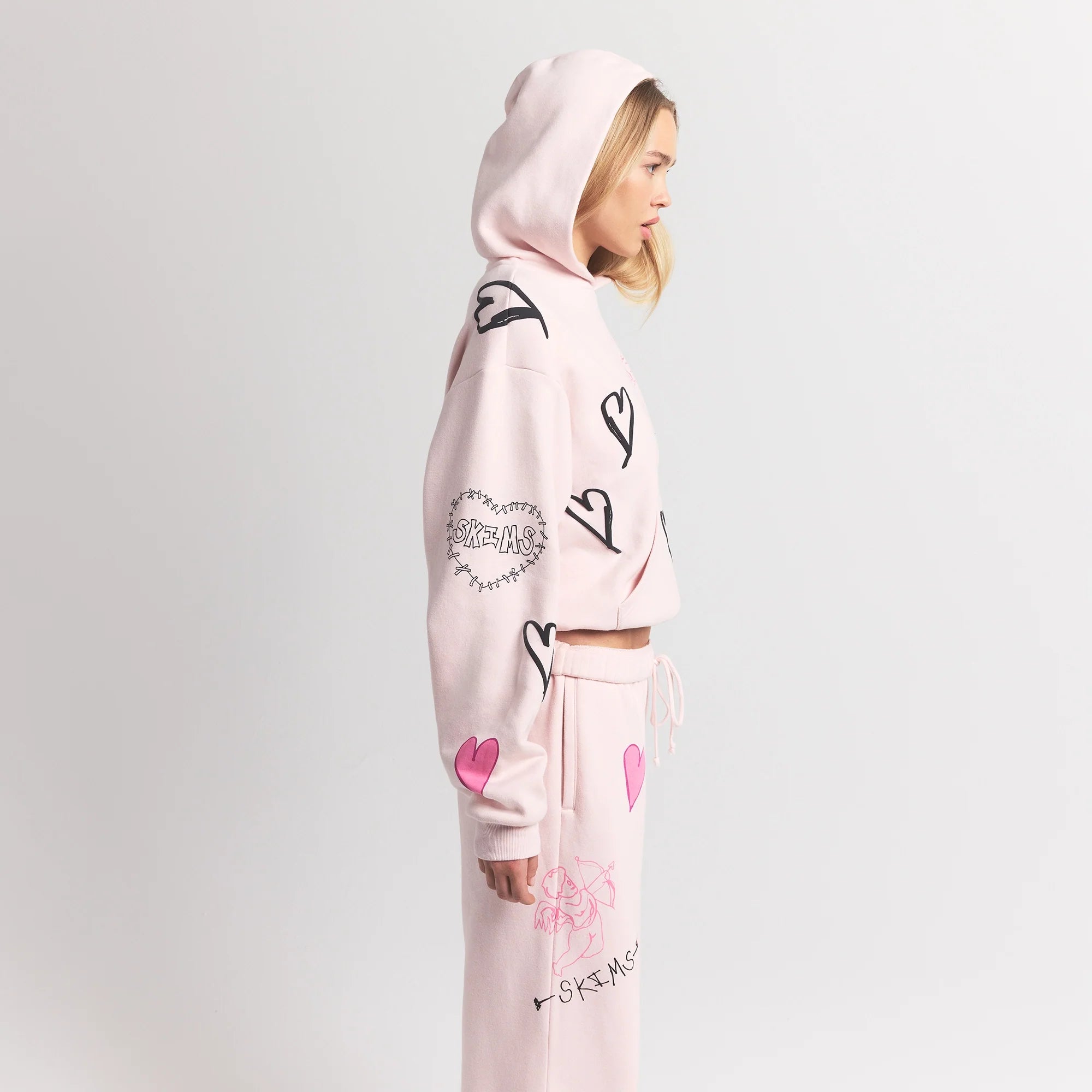 COTTON FLEECE CLASSIC HOODIE | BARELY PINK ANGEL SKETCH