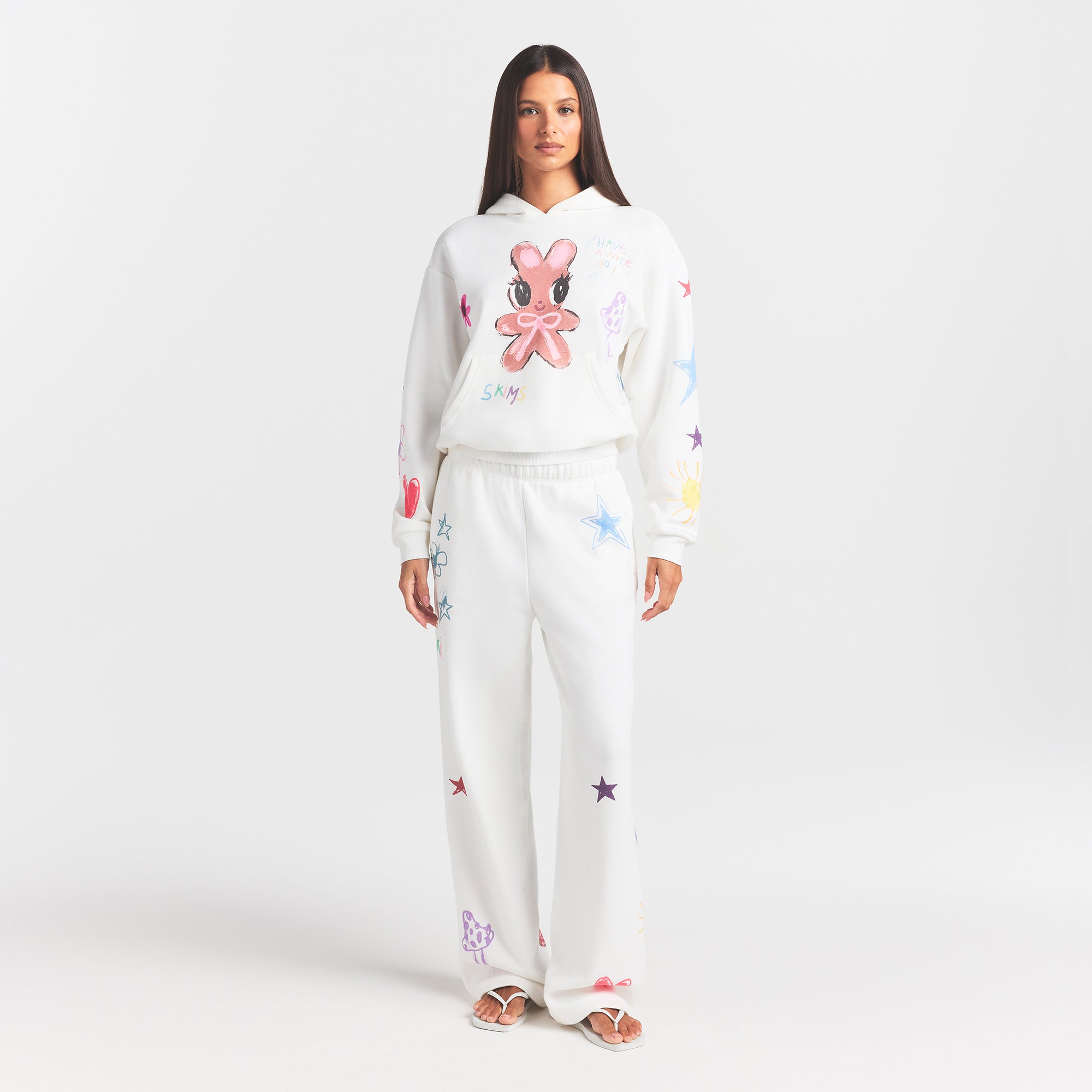 COTTON FLEECE CLASSIC HOODIE | MARBLE HAPPY BUNNY