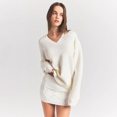 SWEATER KNITS PULLOVER V NECK | IVORY