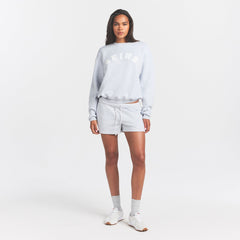 COTTON FLEECE LOGO CLASSIC CREWNECK | SNOW ARCHED LOGO PATCH