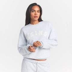 COTTON FLEECE LOGO CLASSIC CREWNECK | SNOW ARCHED LOGO PATCH