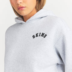 COTTON FLEECE LOGO CLASSIC HOODIE | ONYX ARCHED LOGO PATCH