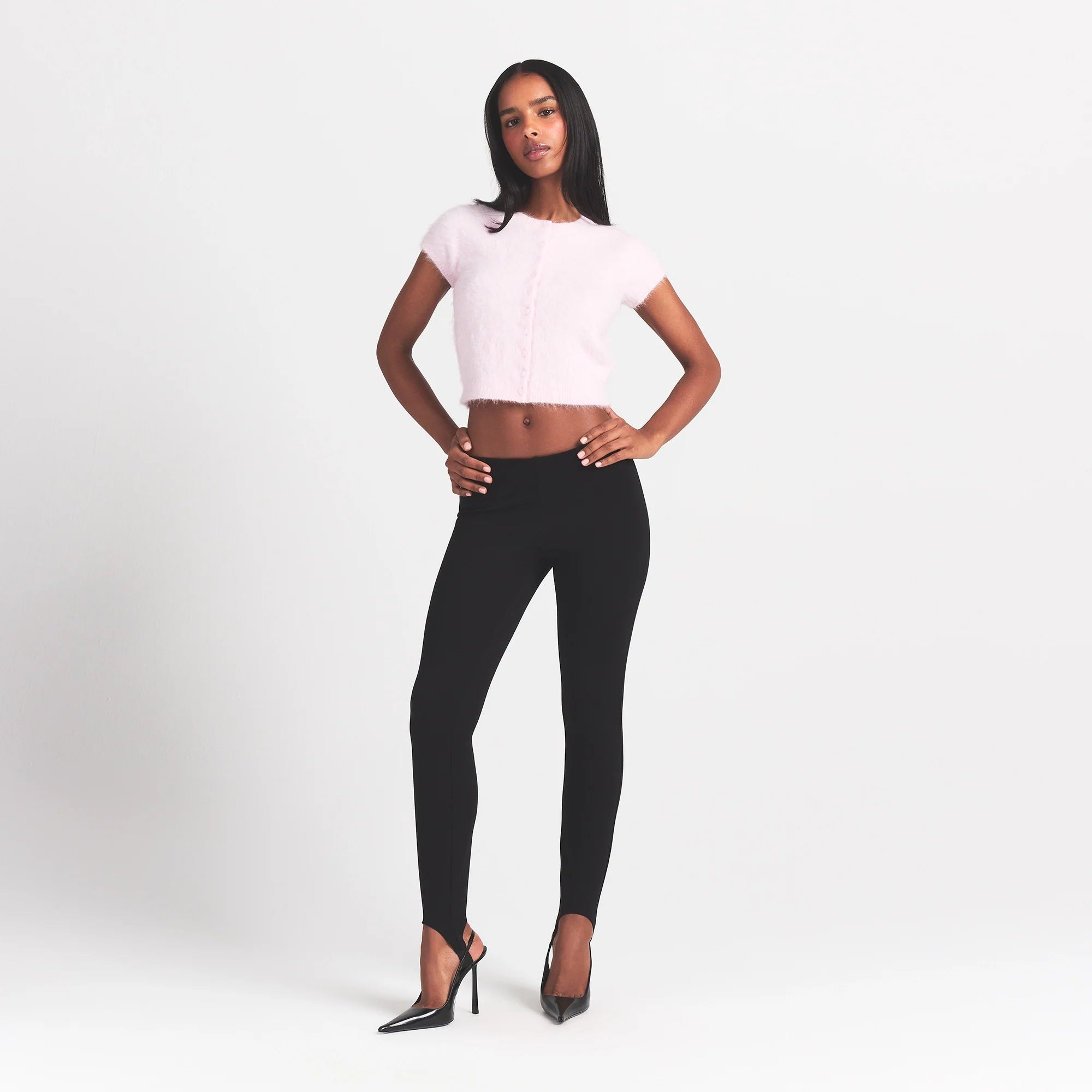 BRUSHED ALPACA SHORT SLEEVE CARDIGAN | CHERRY BLOSSOM