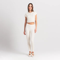 BRUSHED ALPACA SHORT SLEEVE CARDIGAN | EGRET