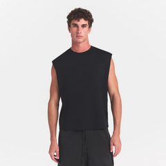 HEAVYWEIGHT COTTON MENS CROPPED MUSCLE TANK | OBSIDIAN