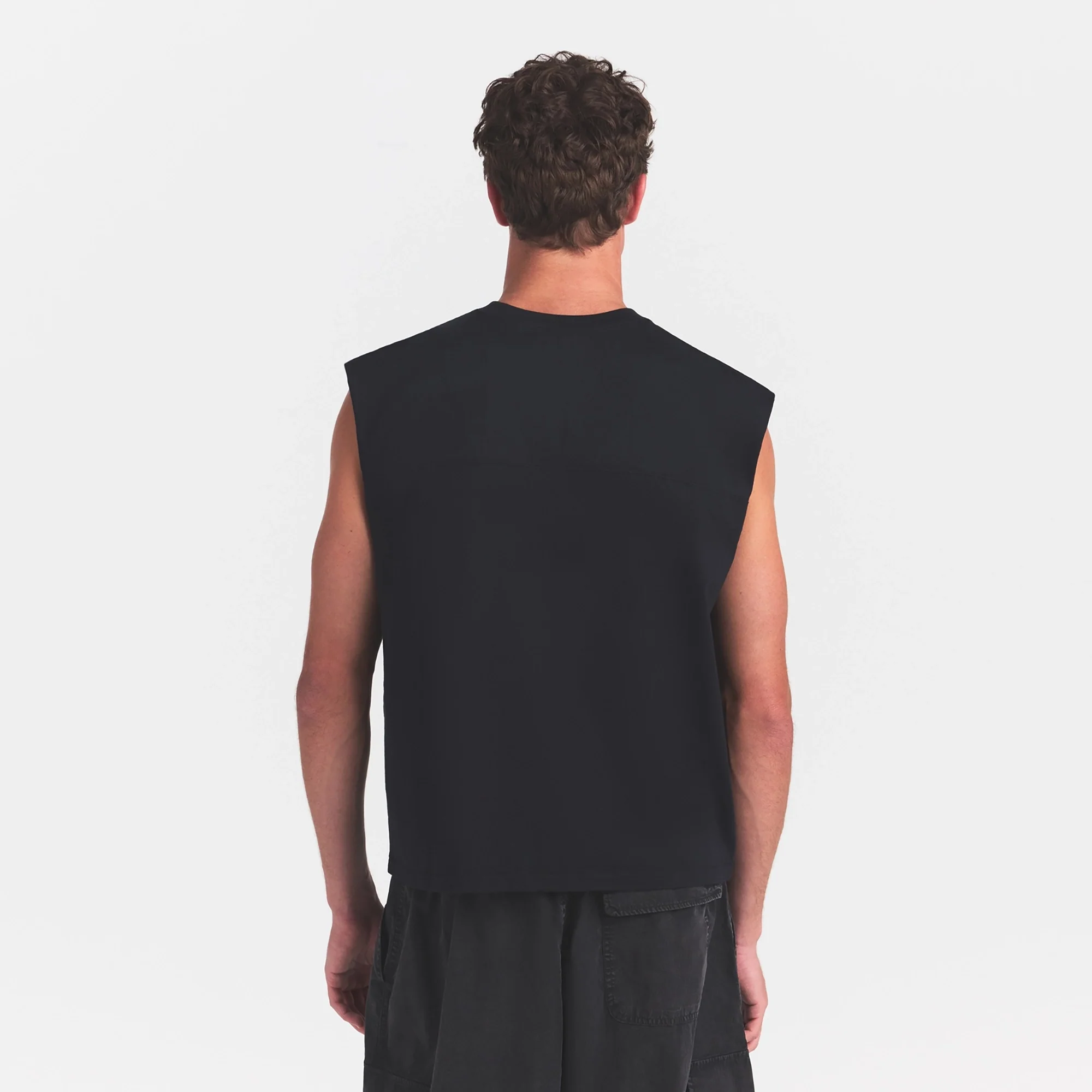 HEAVYWEIGHT COTTON MENS CROPPED MUSCLE TANK | OBSIDIAN
