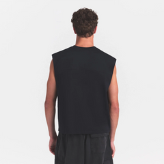 HEAVYWEIGHT COTTON MENS CROPPED MUSCLE TANK | OBSIDIAN