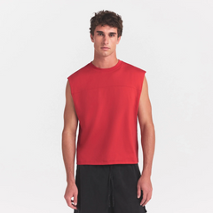 HEAVYWEIGHT COTTON MENS CROPPED MUSCLE TANK | WASHED RED
