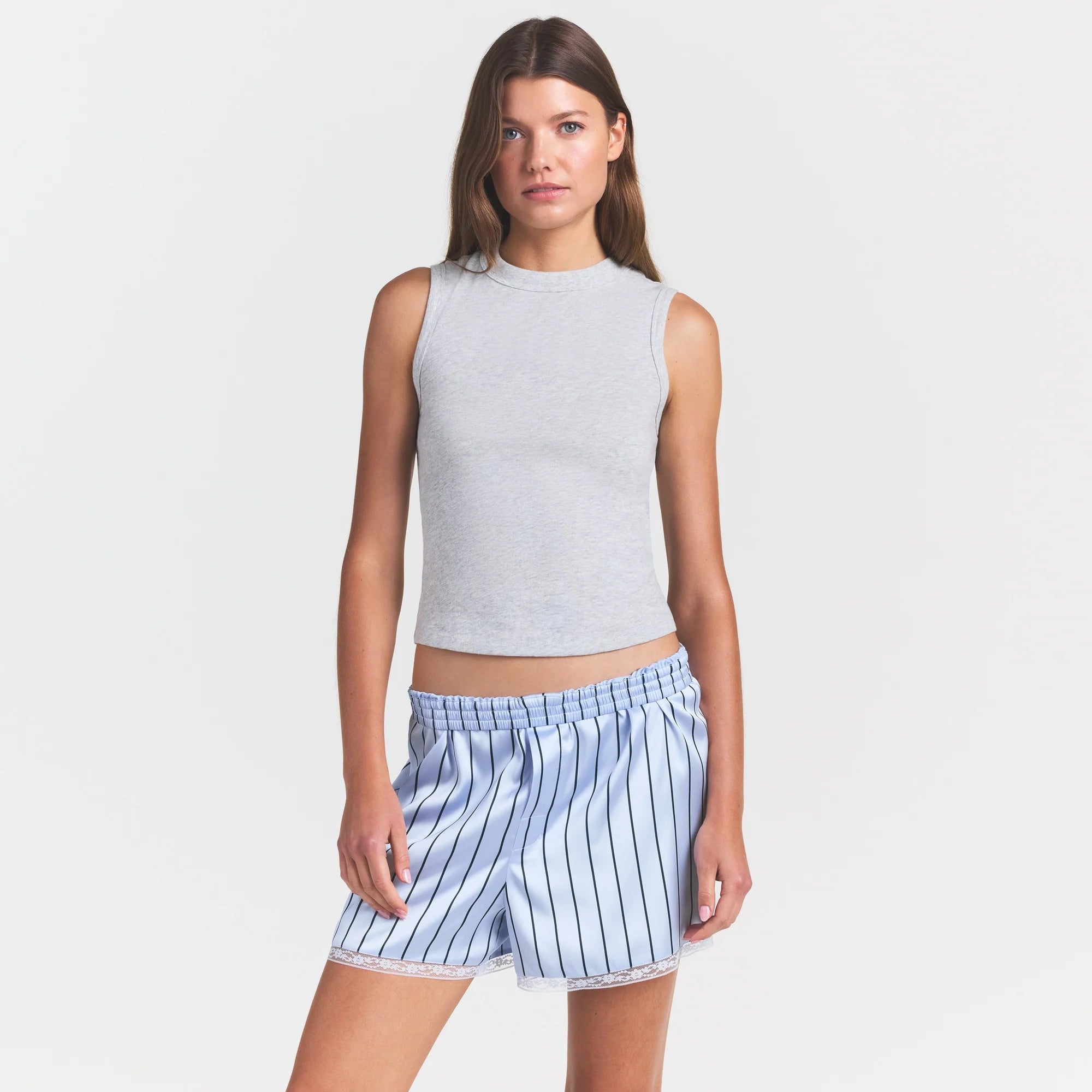 WORN IN JERSEY HIGH CREW TANK | LIGHT HEATHER GREY