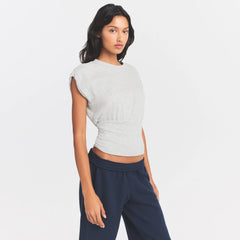 WORN IN JERSEY RUCHED TEE | LIGHT HEATHER GREY