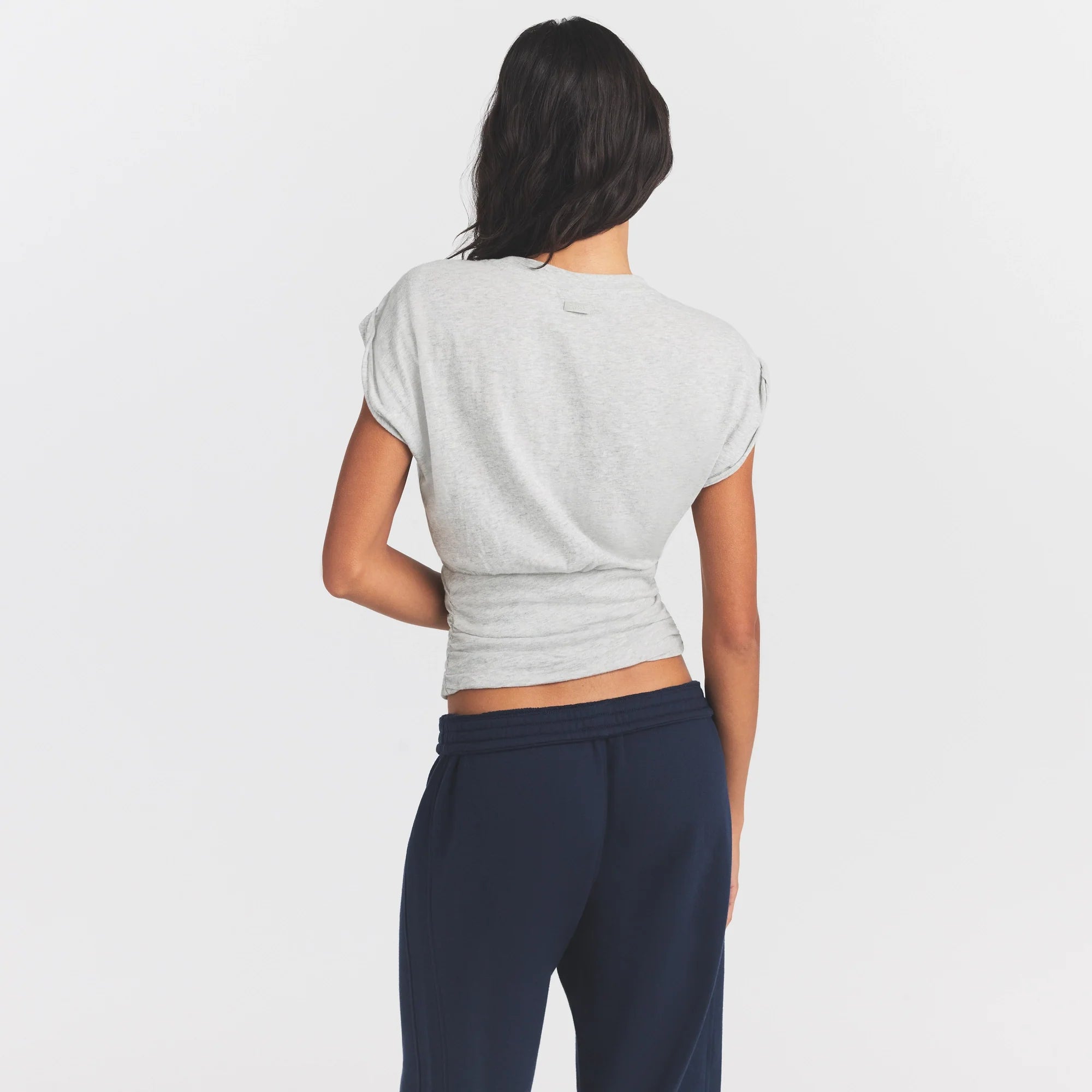 WORN IN JERSEY RUCHED TEE | LIGHT HEATHER GREY