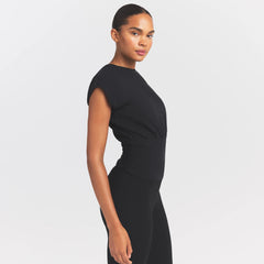 WORN IN JERSEY RUCHED TEE | WASHED ONYX