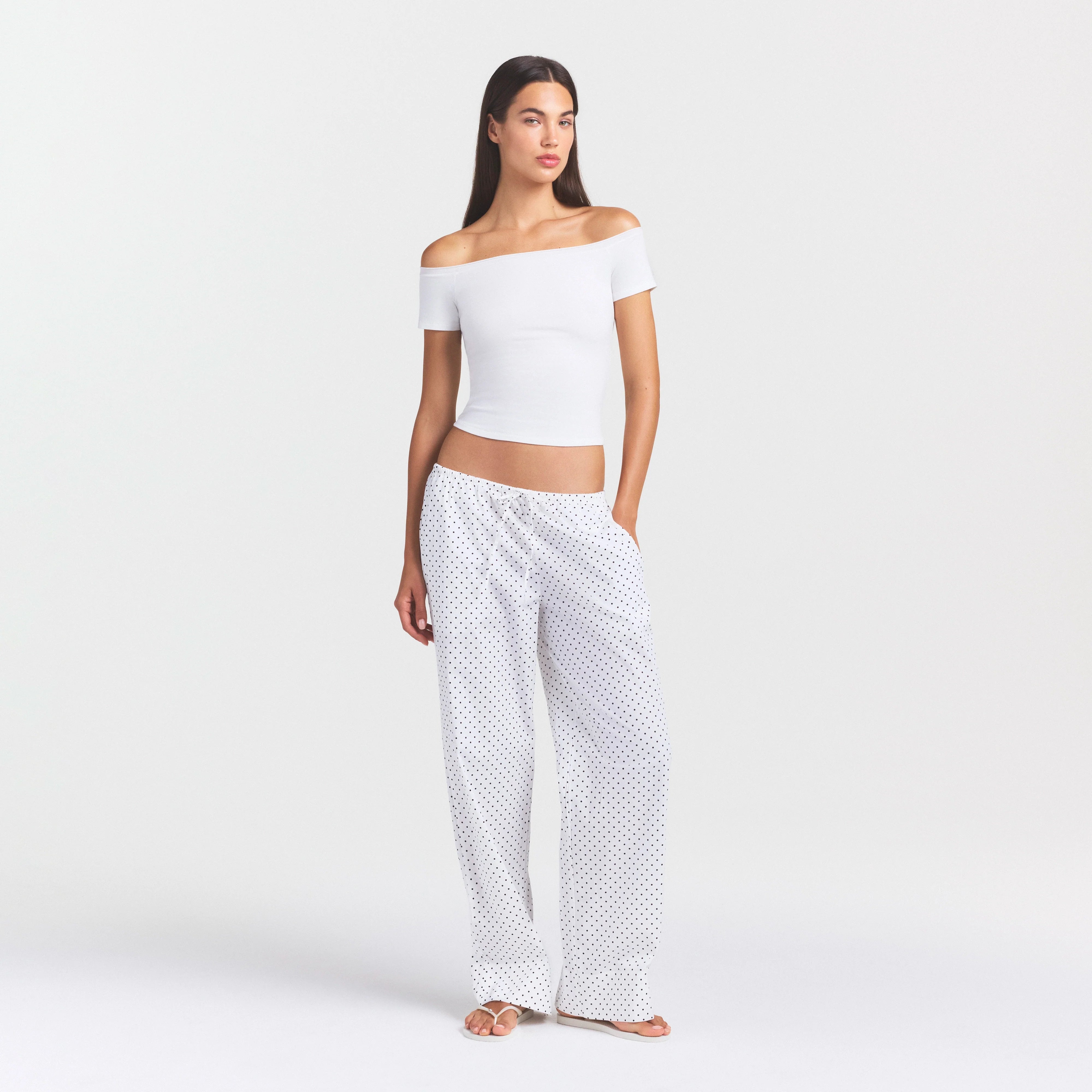 COTTON JERSEY OFF THE SHOULDER TOP | MARBLE