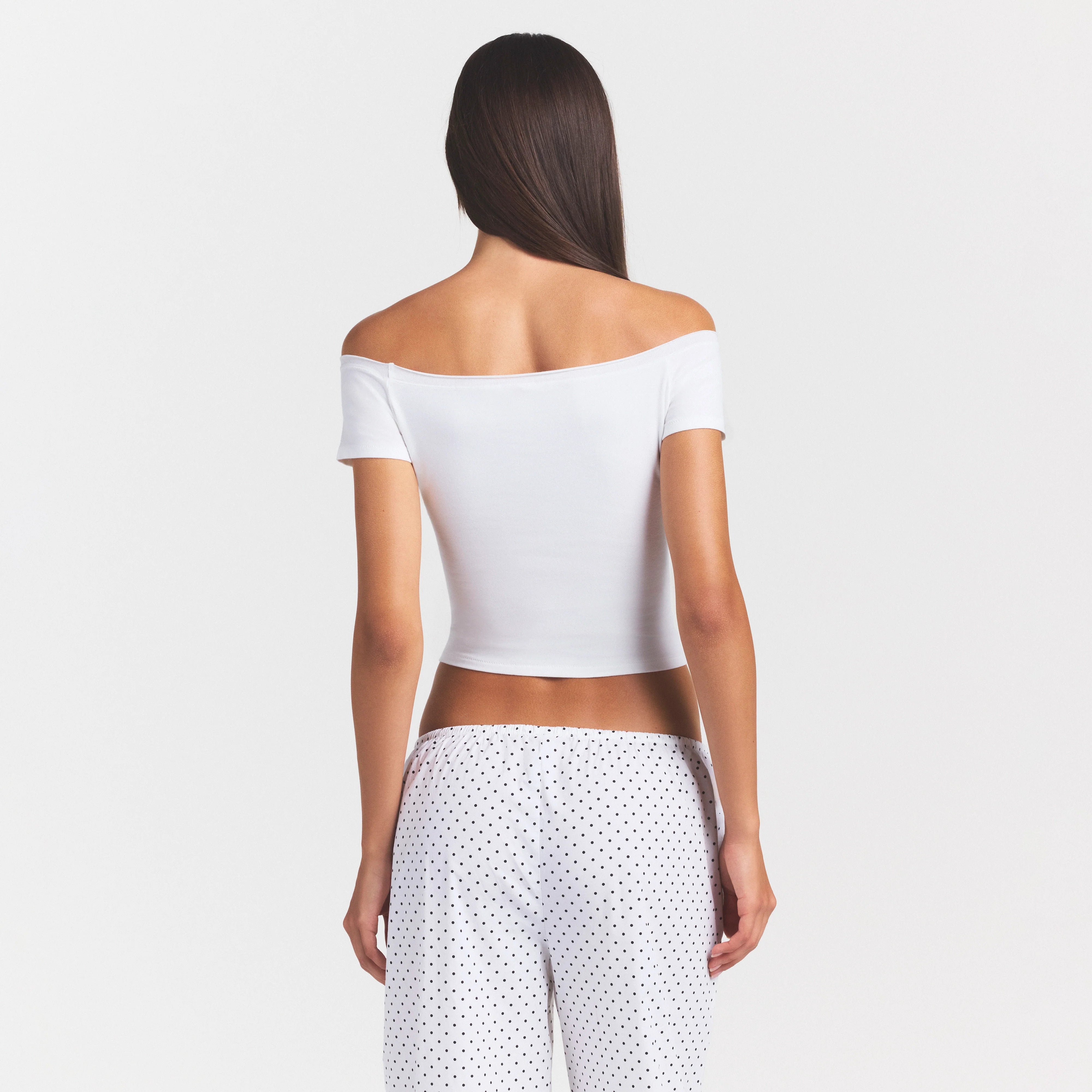 COTTON JERSEY OFF THE SHOULDER TOP | MARBLE