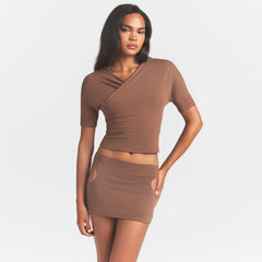 COTTON JERSEY WRAP TOP | JASPER