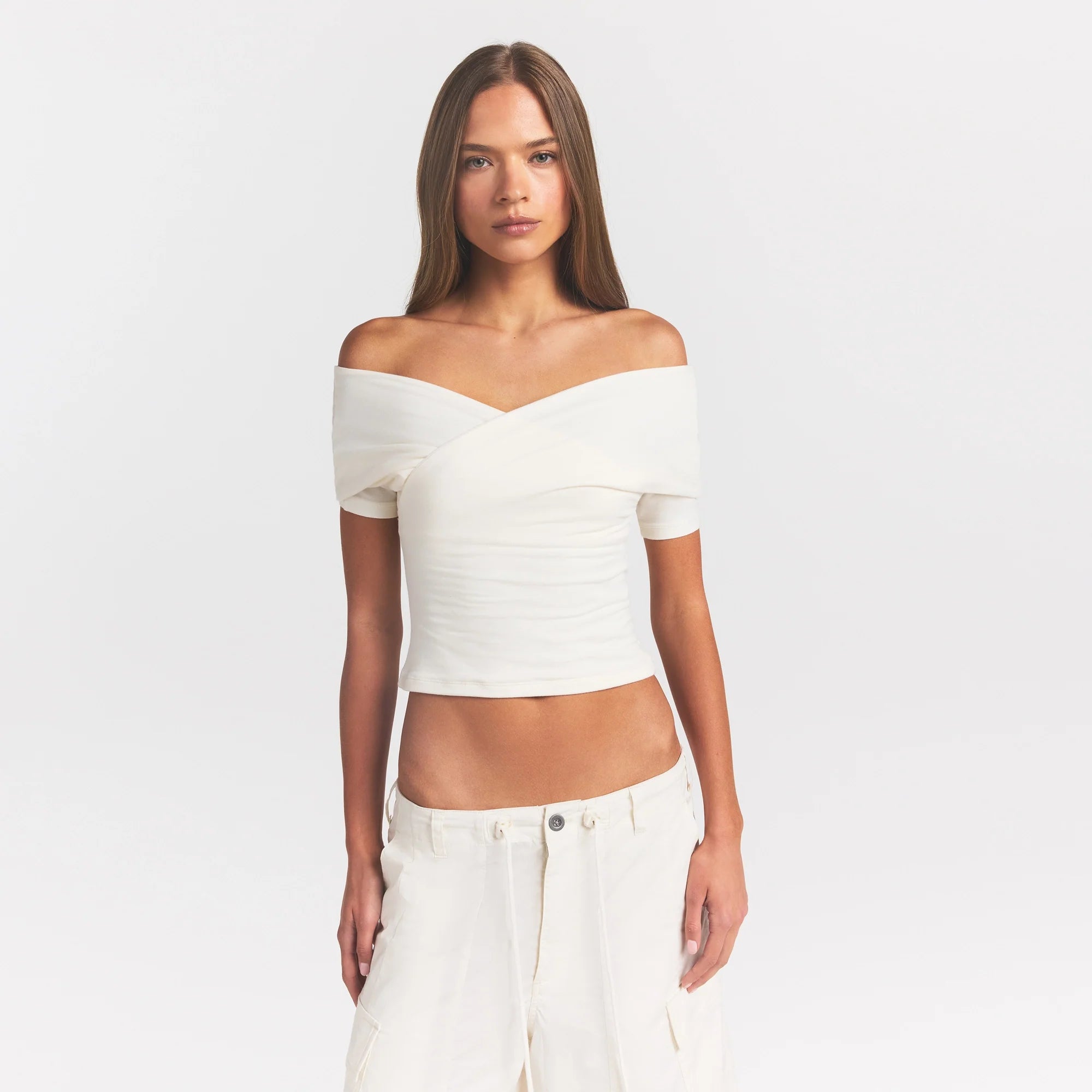 COTTON JERSEY WRAP TOP | MARBLE