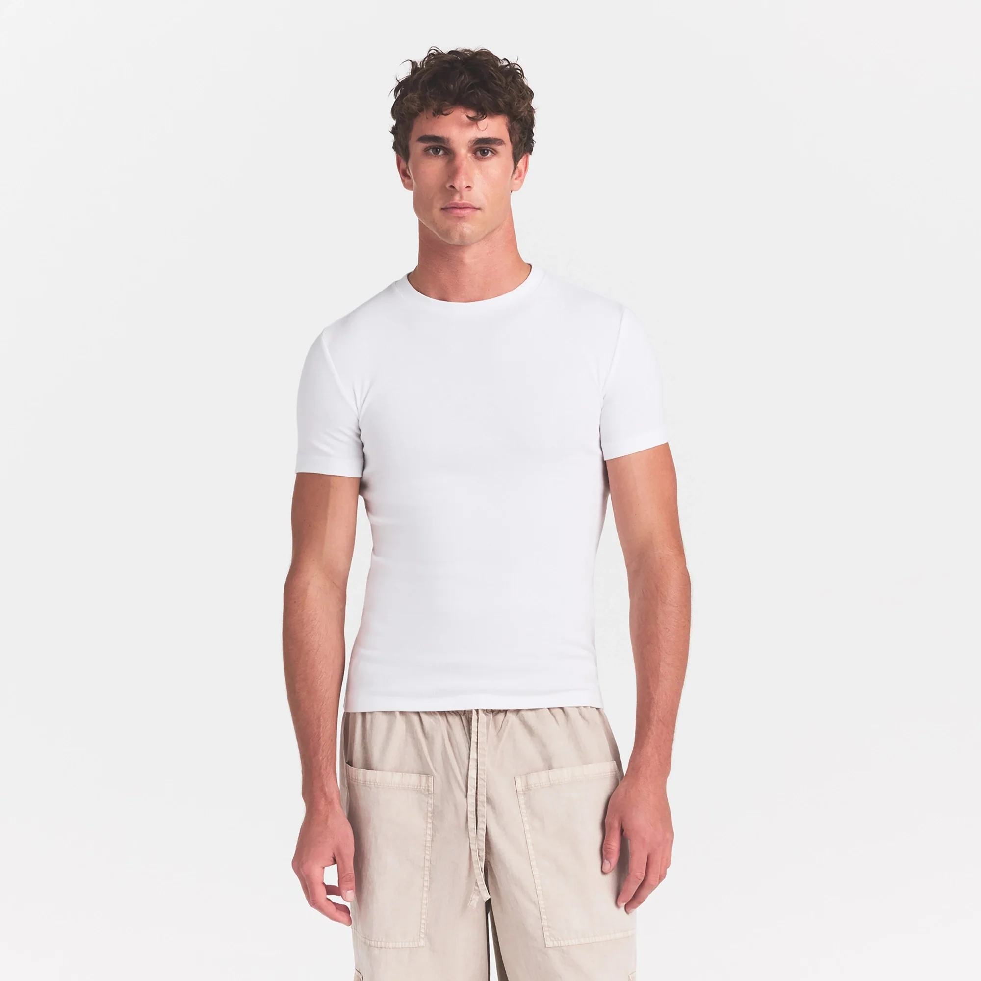 SKIMS COTTON RIB MENS T-SHIRT | CHALK