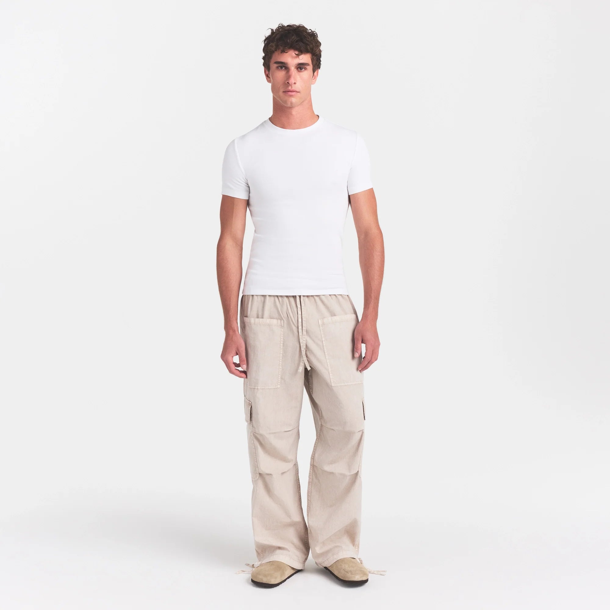 SKIMS COTTON RIB MENS T-SHIRT | CHALK