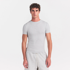 SKIMS COTTON RIB MENS T-SHIRT | LIGHT HEATHER GREY