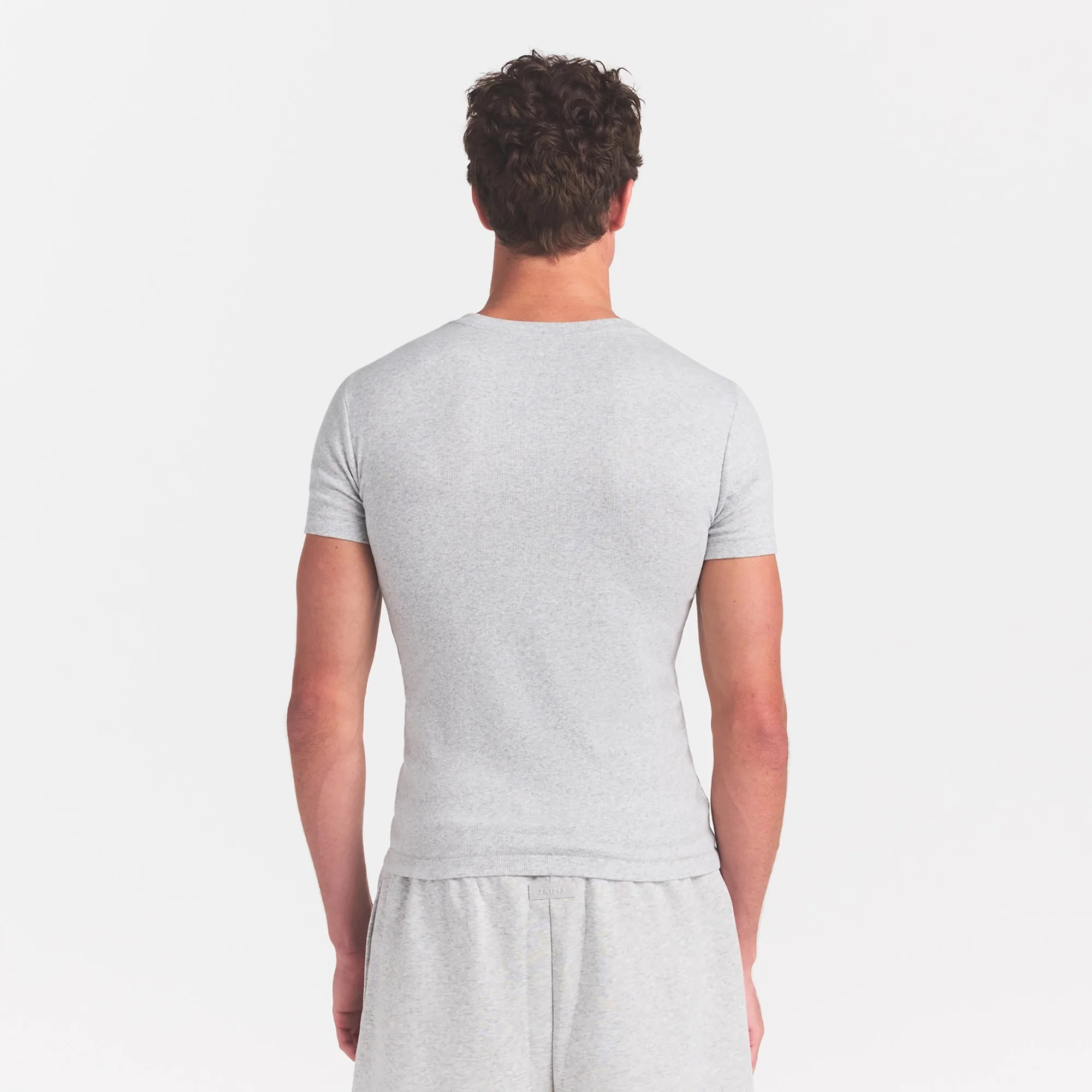 SKIMS COTTON RIB MENS T-SHIRT | LIGHT HEATHER GREY