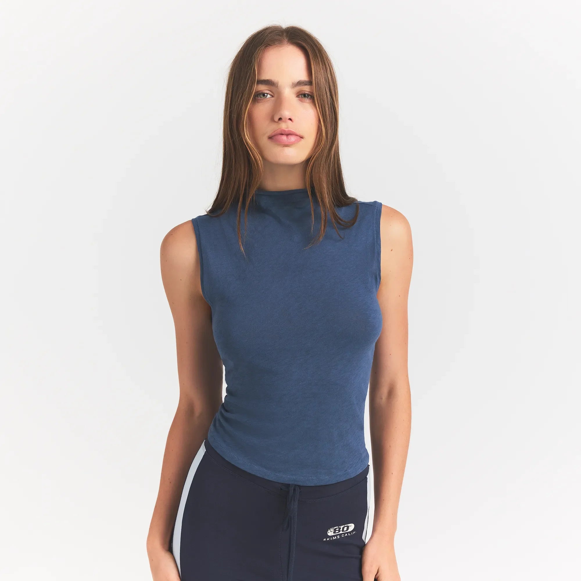 WORN IN JERSEY MOCK NECK TANK | INDIGO