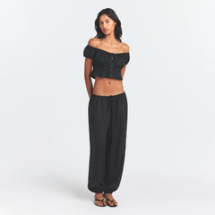 POPLIN APPAREL OFF THE SHOULDER TOP | ONYX