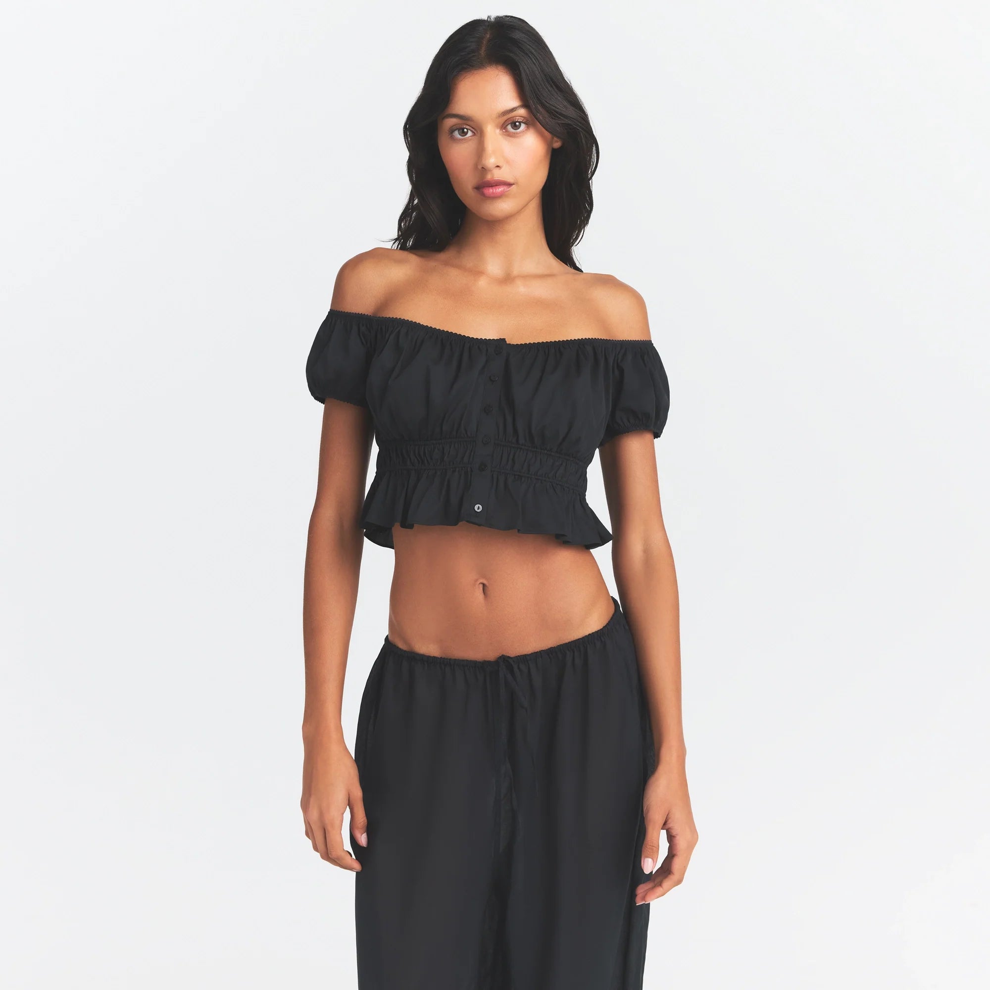 POPLIN APPAREL OFF THE SHOULDER TOP | ONYX