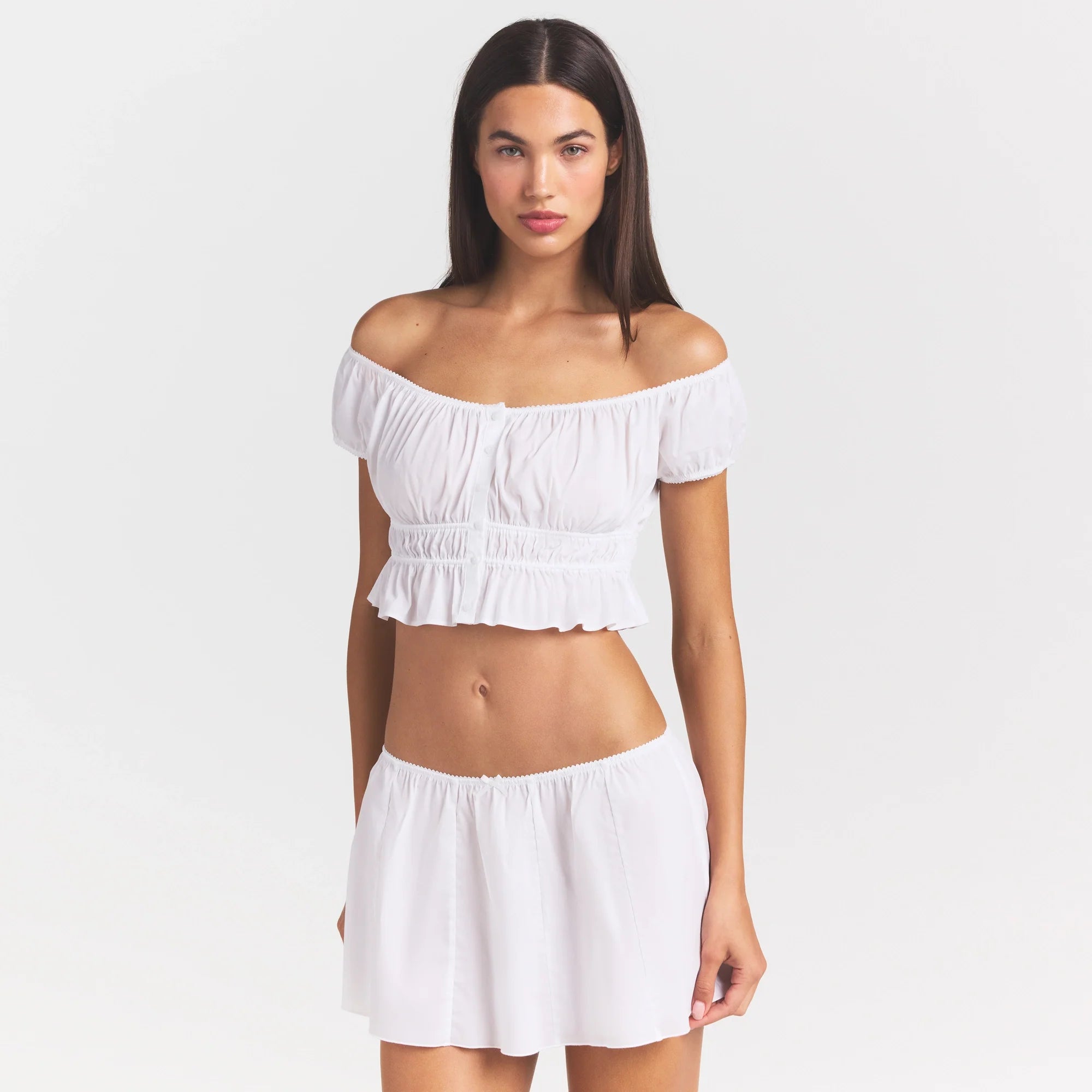 POPLIN APPAREL OFF THE SHOULDER TOP | SNOW