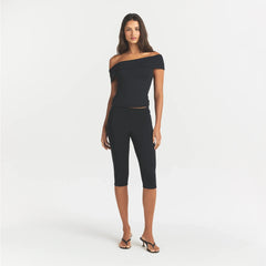 SMOOTH LAYERS ASYMMETRICAL OFF THE SHOULDER TOP | OBSIDIAN