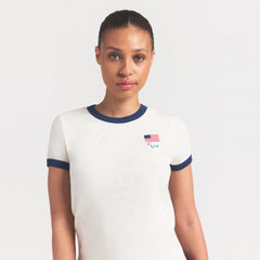 SKIMS FOR TEAM USA WORN IN JERSEY PARALYMPIC SHRUNKEN T-SHIRT | ECRU