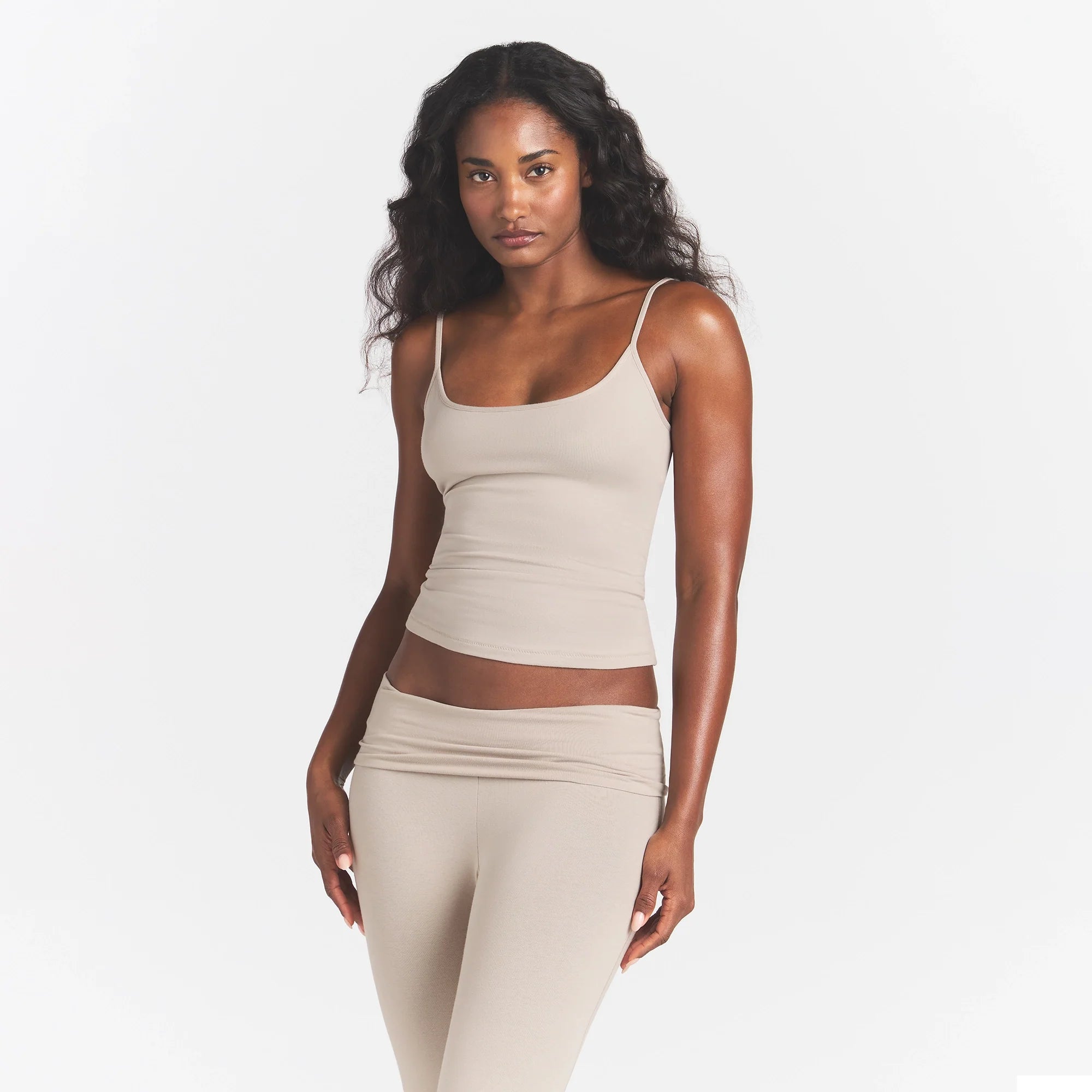 COTTON JERSEY SCOOP NECK CAMI | STONE
