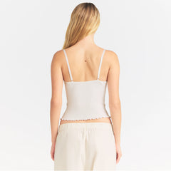 RIB KNIT LACE CAMI | EGRET