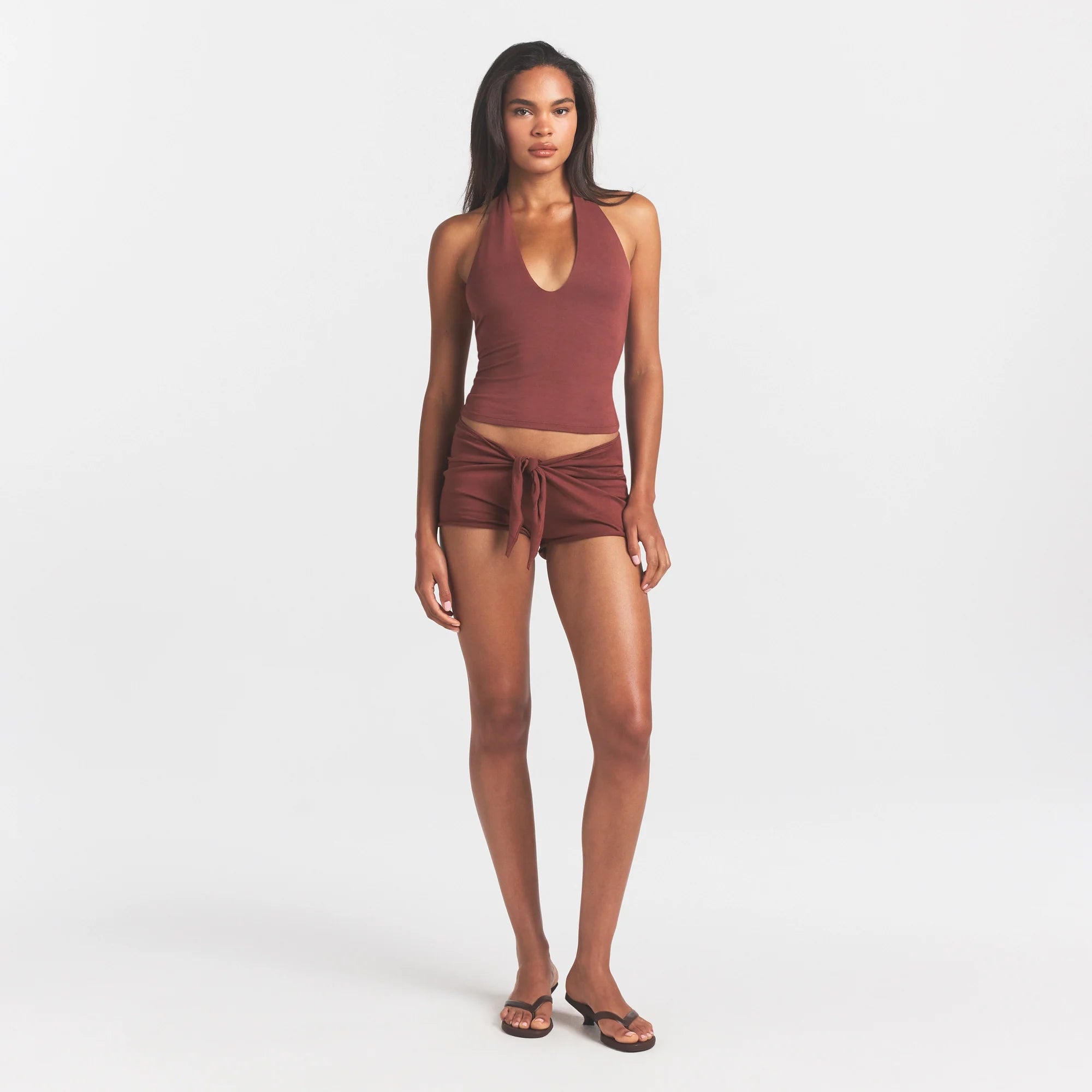 SMOOTH LAYERS HALTER TOP | HENNA