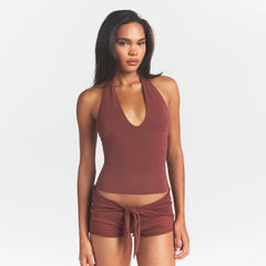 SMOOTH LAYERS HALTER TOP | HENNA