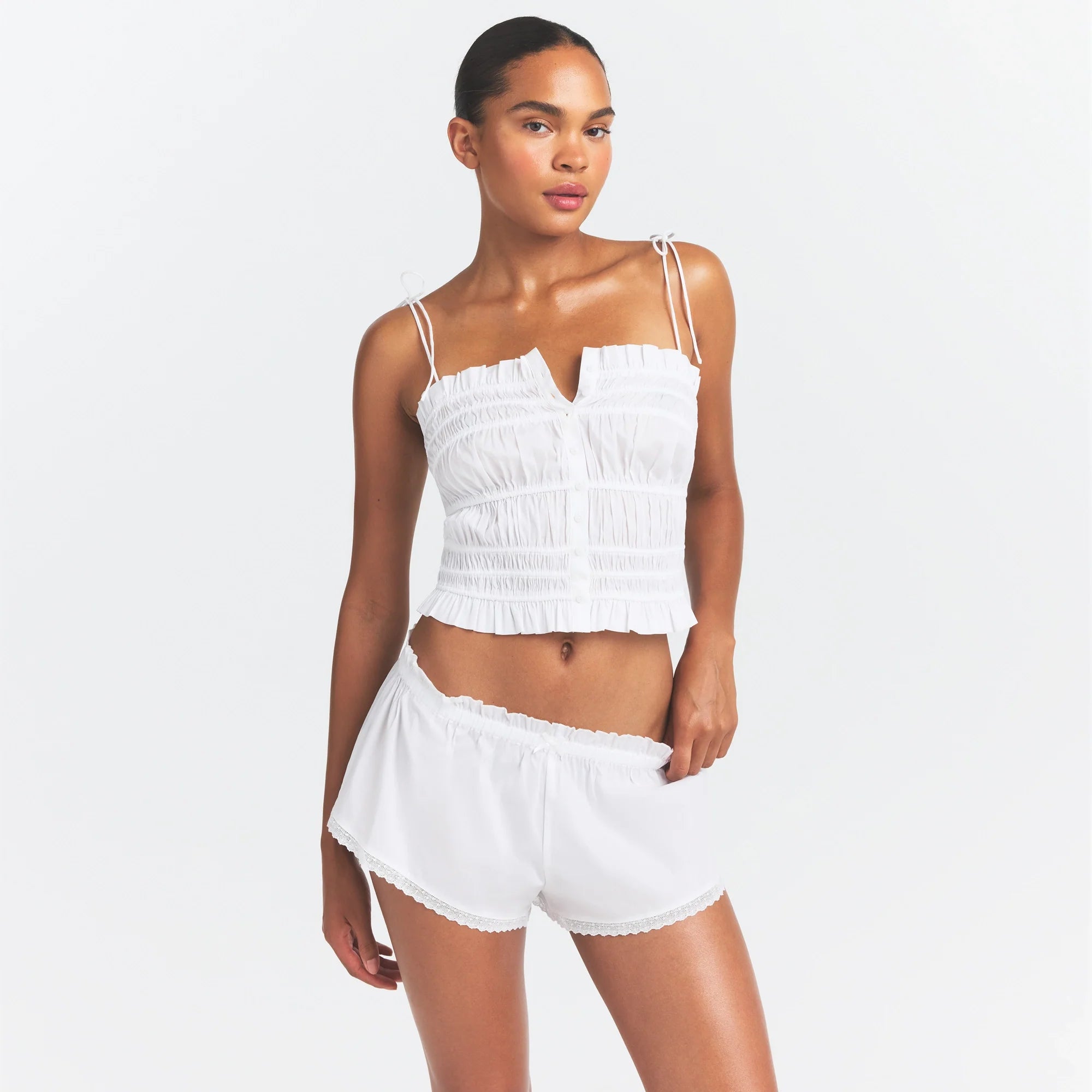 POPLIN APPAREL RUFFLE CAMI | SNOW